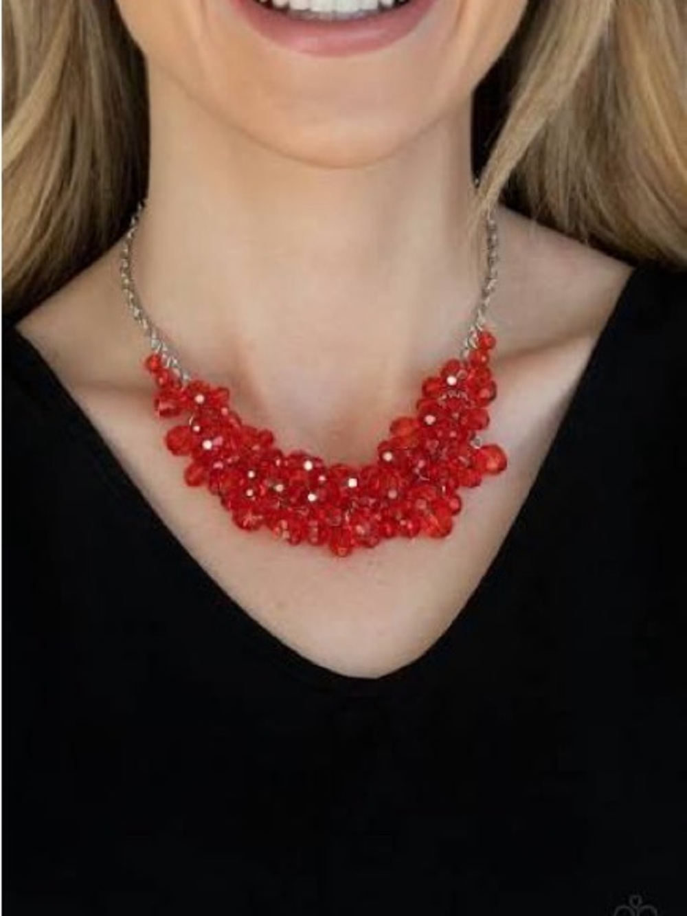 paparazzi Red Cluster Bib Necklace